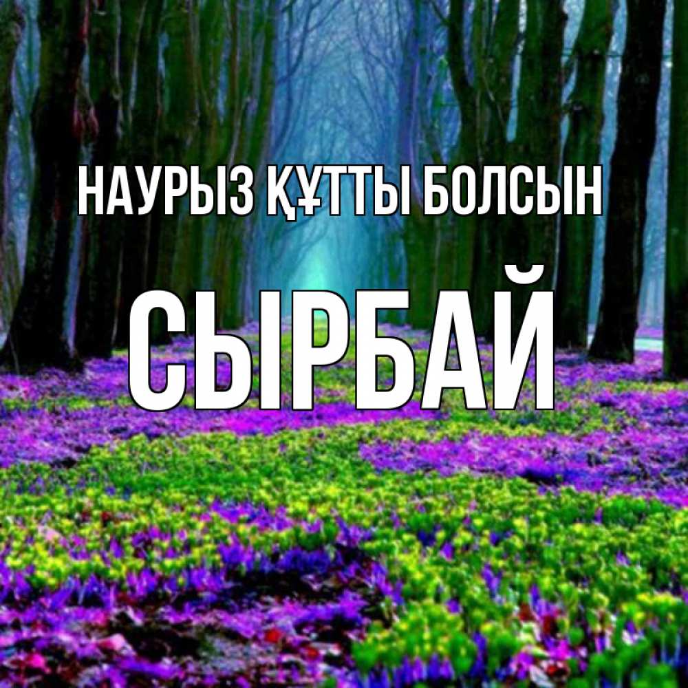 Күн сайын ашық хат с именем, СЫРБАЙ Наурыз құтты болсын фиолетовые цветы в лесу 1 Онлайн тегін жүктеп алу тілектері бар керемет карта 