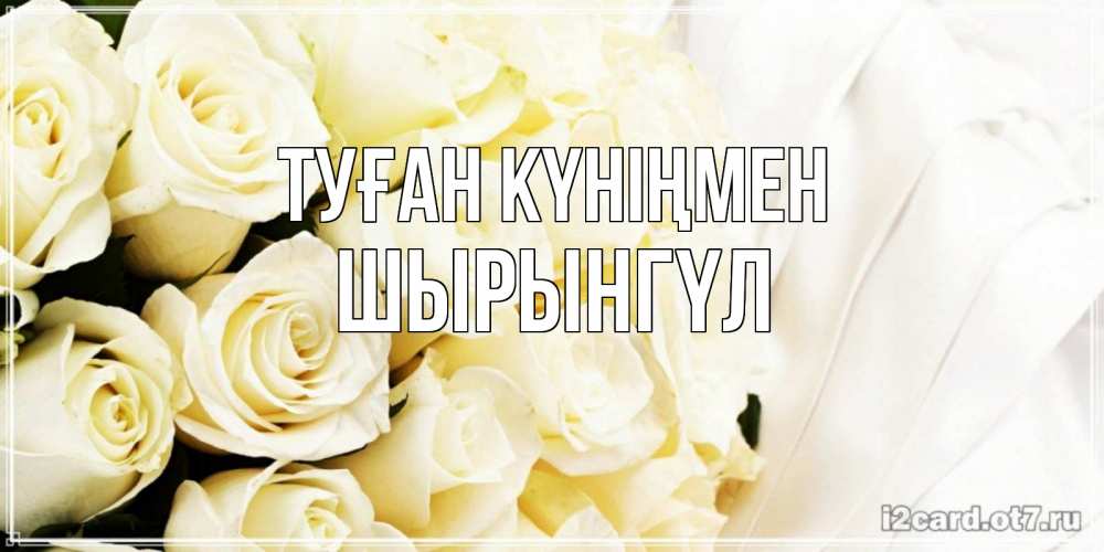 Күн сайын ашық хат с именем, ШЫРЫНГҮЛ Туған күніңмен белые розы в букете Онлайн тегін жүктеп алу тілектері бар керемет карта 