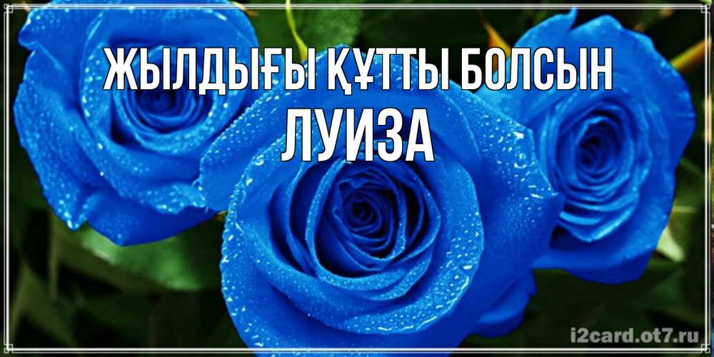 Күн сайын ашық хат с именем, Луиза Жылдығы құтты болсын розы с синим цветом Онлайн тегін жүктеп алу тілектері бар керемет карта 