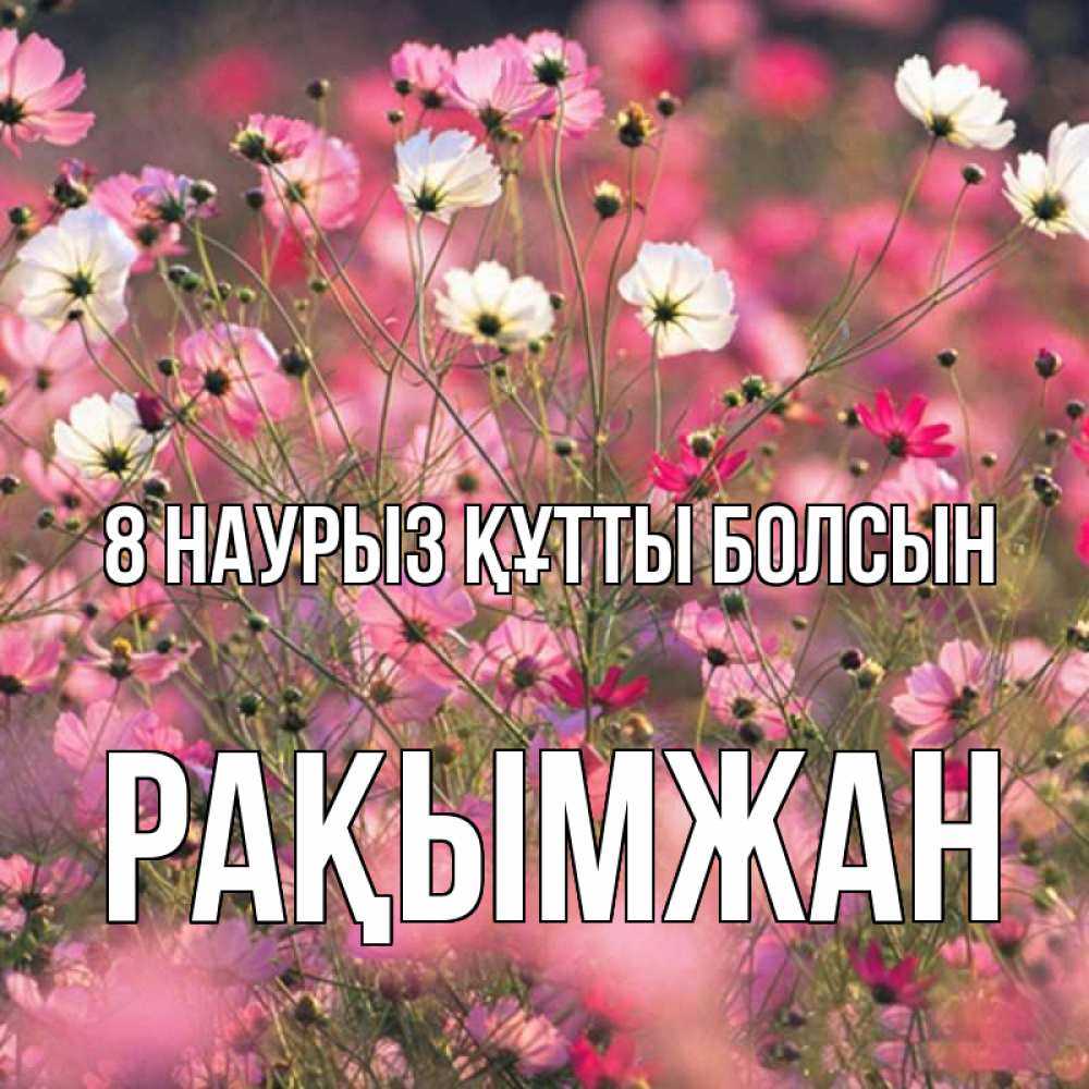 Күн сайын ашық хат с именем, Рақымжан 8 наурыз құтты болсын красиво 1 Онлайн тегін жүктеп алу тілектері бар керемет карта 