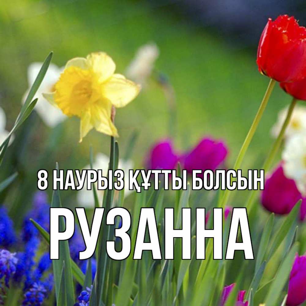 Күн сайын ашық хат с именем, Рузанна 8 наурыз құтты болсын международный женский день 3 Онлайн тегін жүктеп алу тілектері бар керемет карта 
