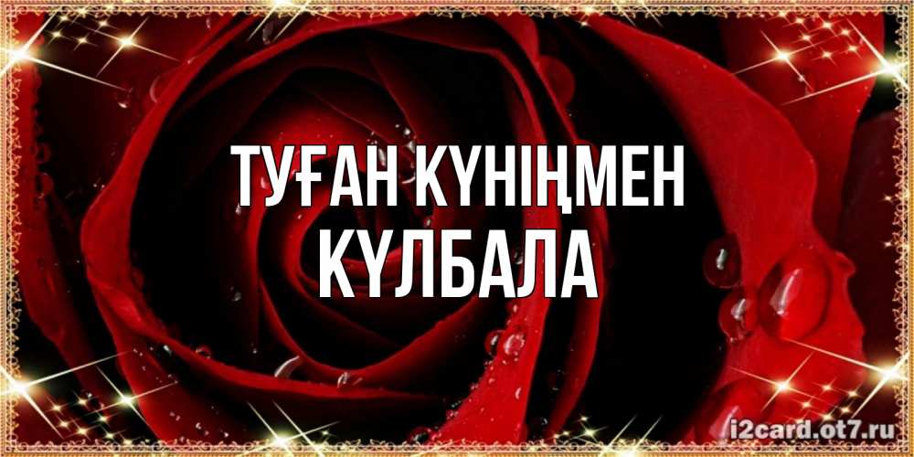 Күн сайын ашық хат с именем, Күлбала Туған күніңмен цветок в росе на день рождения Онлайн тегін жүктеп алу тілектері бар керемет карта 