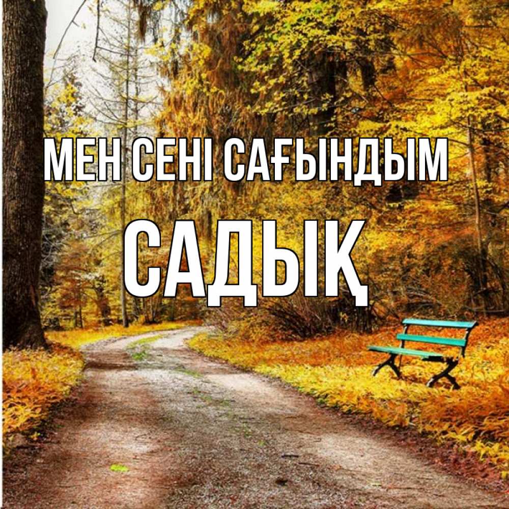 Күн сайын ашық хат с именем, САДЫҚ Мен сені сағындым зеленая лавочка и осенний лес Онлайн тегін жүктеп алу тілектері бар керемет карта 