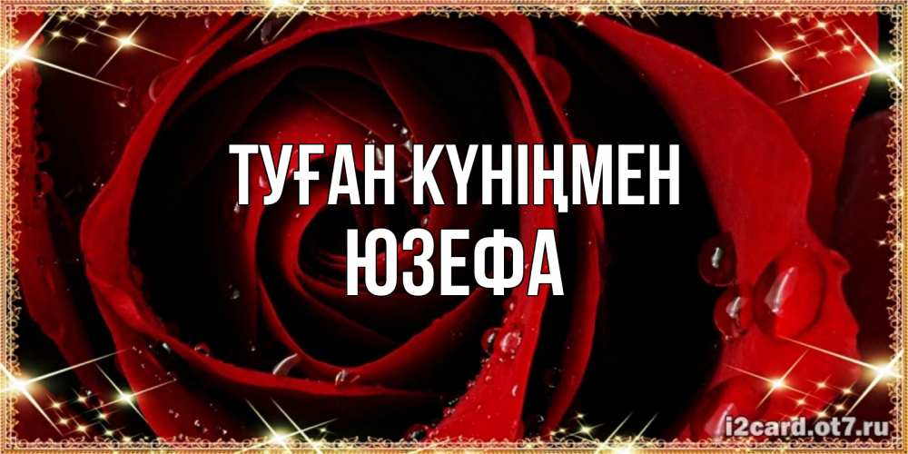 Күн сайын ашық хат с именем, Юзефа Туған күніңмен цветок в росе на день рождения Онлайн тегін жүктеп алу тілектері бар керемет карта 