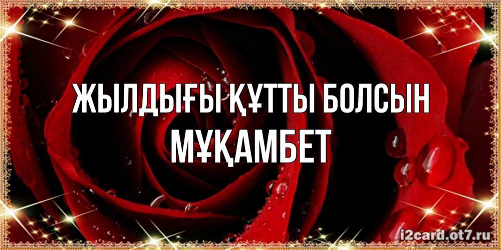 Күн сайын ашық хат с именем, МҰҚАМБЕТ Жылдығы құтты болсын цветок в росе на день рождения Онлайн тегін жүктеп алу тілектері бар керемет карта 
