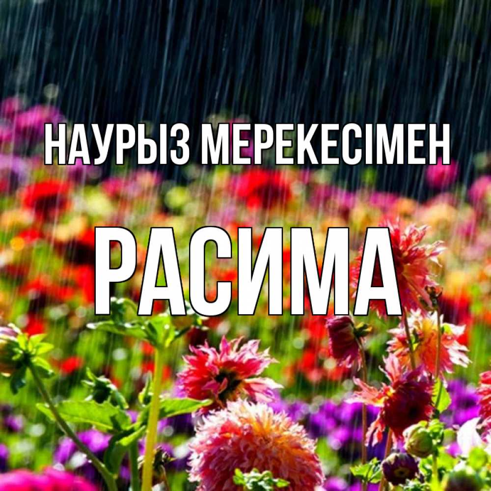 Күн сайын ашық хат с именем, РАСИМА Наурыз мерекесімен цветы под дождиком к международному женскому дню Онлайн тегін жүктеп алу тілектері бар керемет карта 