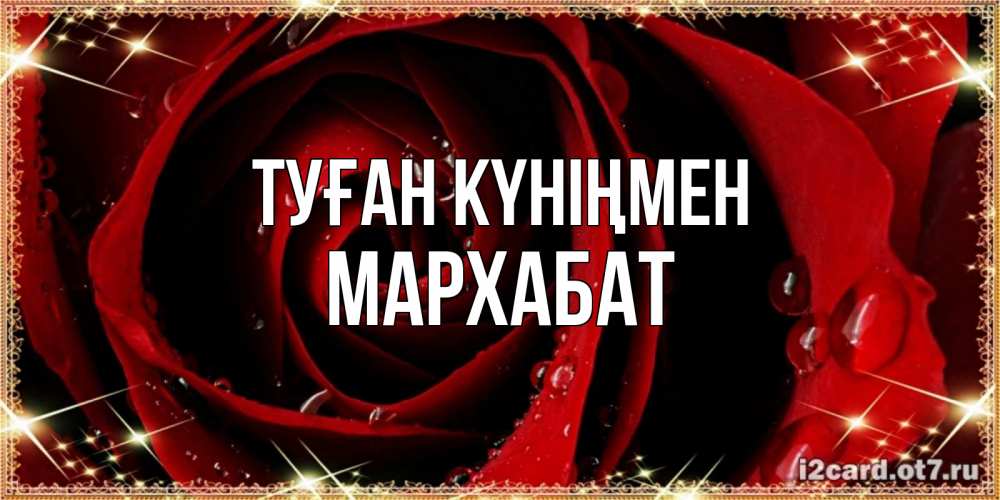 Күн сайын ашық хат с именем, МАРХАБАТ Туған күніңмен цветок в росе на день рождения Онлайн тегін жүктеп алу тілектері бар керемет карта 