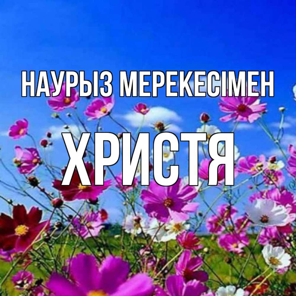 Күн сайын ашық хат с именем, Христя Наурыз мерекесімен цветы Онлайн тегін жүктеп алу тілектері бар керемет карта 