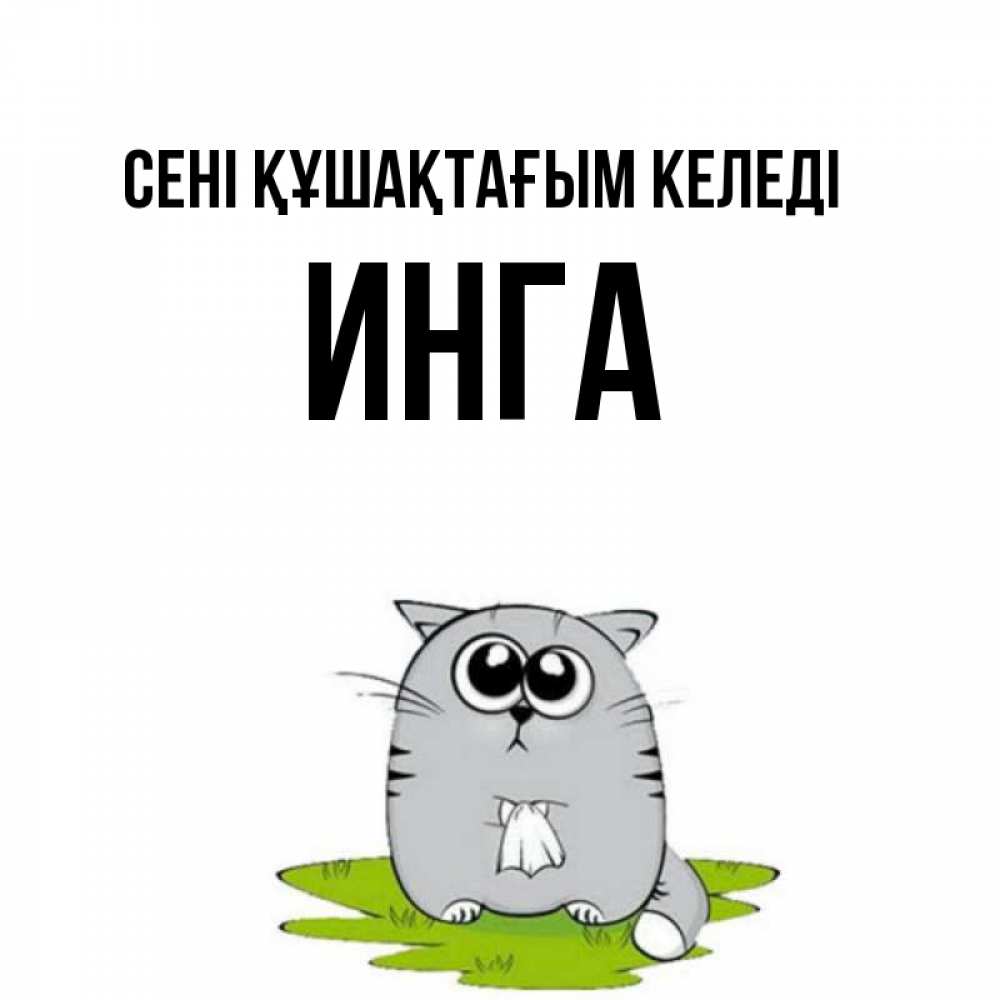 Күн сайын ашық хат с именем, Инга сені құшақтағым келеді котик теребит платочек сидя на травке Онлайн тегін жүктеп алу тілектері бар керемет карта 