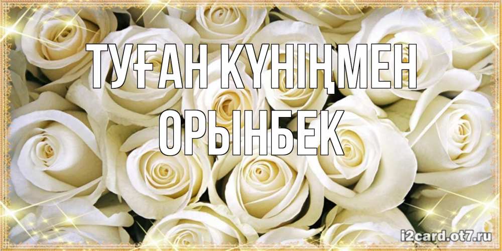 Күн сайын ашық хат с именем, ОРЫНБЕК Туған күніңмен открытка с белыми розами. большой букет белых роз Онлайн тегін жүктеп алу тілектері бар керемет карта 