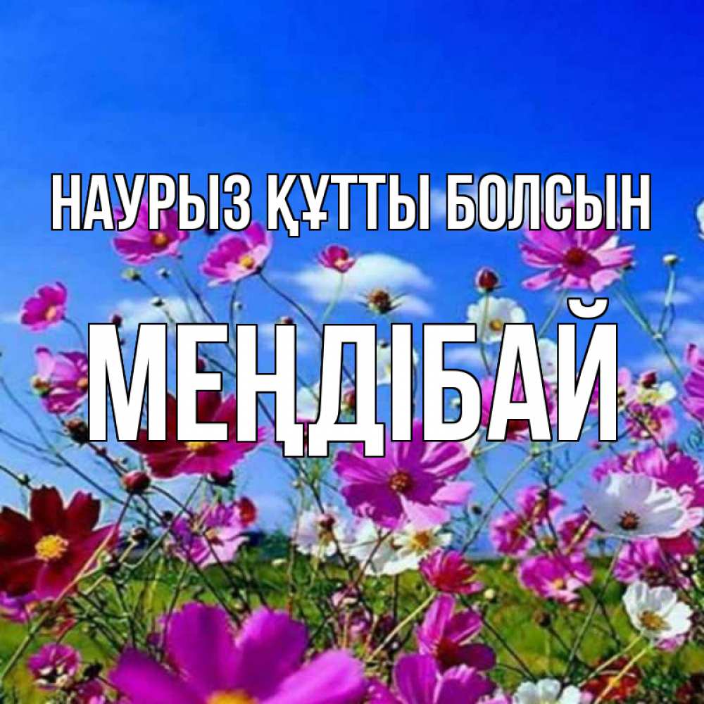 Күн сайын ашық хат с именем, МЕҢДІБАЙ Наурыз құтты болсын цветы Онлайн тегін жүктеп алу тілектері бар керемет карта 