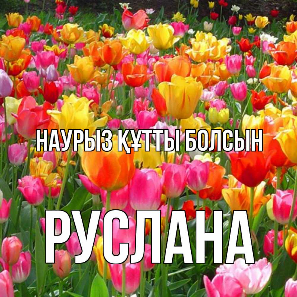 Күн сайын ашық хат с именем, РУСЛАНА Наурыз құтты болсын на наурыз  ура ура Онлайн тегін жүктеп алу тілектері бар керемет карта 