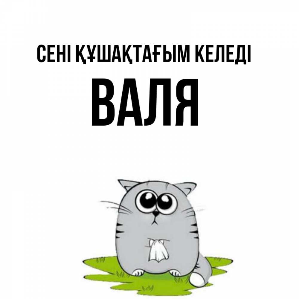 Күн сайын ашық хат с именем, Валя сені құшақтағым келеді котик теребит платочек сидя на травке Онлайн тегін жүктеп алу тілектері бар керемет карта 