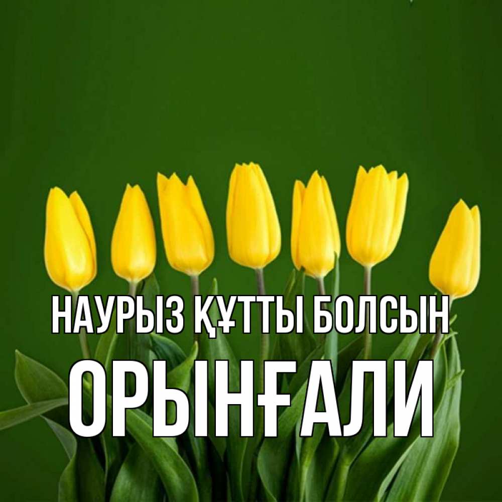 Күн сайын ашық хат с именем, ОРЫНҒАЛИ Наурыз құтты болсын желтого цвета 3 Онлайн тегін жүктеп алу тілектері бар керемет карта 
