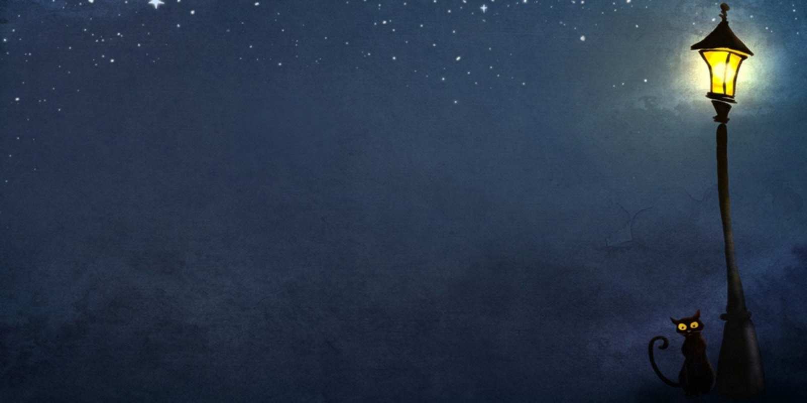 Открытка фонарь и ночь и котик желтый фонарь на пустой улице Қайырлы түн 