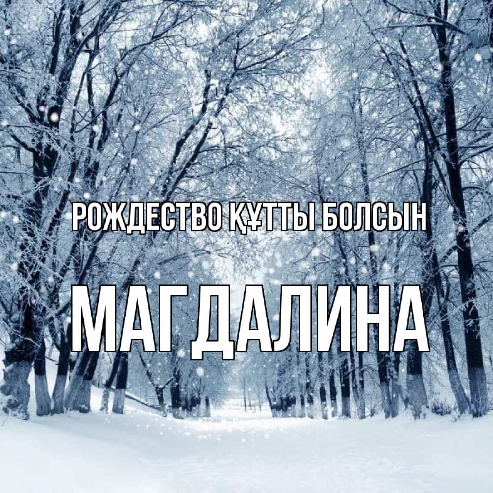 Күн сайын ашық хат с именем, Магдалина Рождество құтты болсын снег, лес, парк Онлайн тегін жүктеп алу тілектері бар керемет карта 