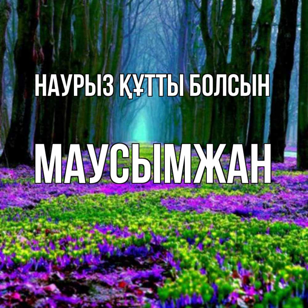 Күн сайын ашық хат с именем, МАУСЫМЖАН Наурыз құтты болсын фиолетовые цветы в лесу 1 Онлайн тегін жүктеп алу тілектері бар керемет карта 