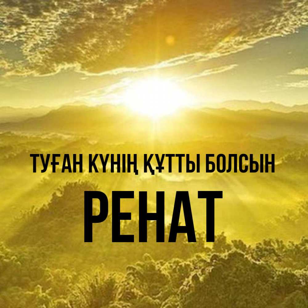 Күн сайын ашық хат с именем, РЕНАТ Туған күнің құтты болсын леса и небо в желтом Онлайн тегін жүктеп алу тілектері бар керемет карта 