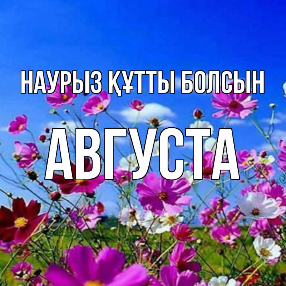 Күн сайын ашық хат с именем, Августа Наурыз құтты болсын цветы Онлайн тегін жүктеп алу тілектері бар керемет карта 