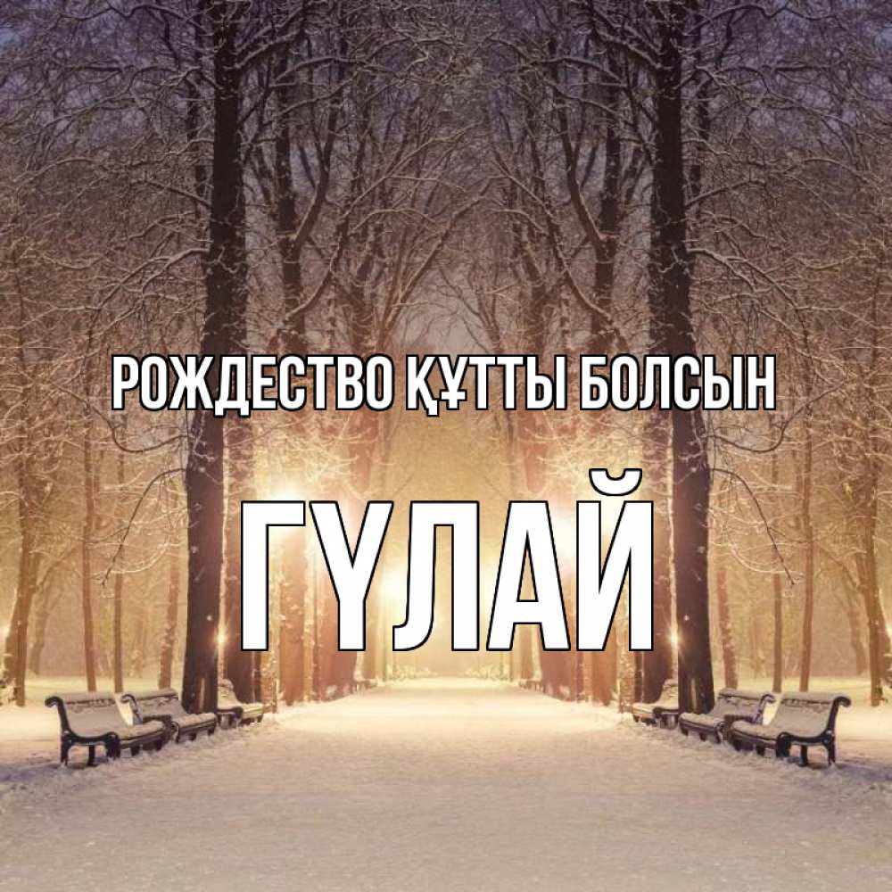 Күн сайын ашық хат с именем, ГҮЛАЙ Рождество құтты болсын зима, парк, фонарь, лес Онлайн тегін жүктеп алу тілектері бар керемет карта 