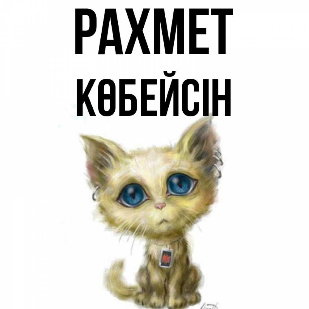 Күн сайын ашық хат с именем, Көбейсін рахмет рисованный кот благодарит вас Онлайн тегін жүктеп алу тілектері бар керемет карта 