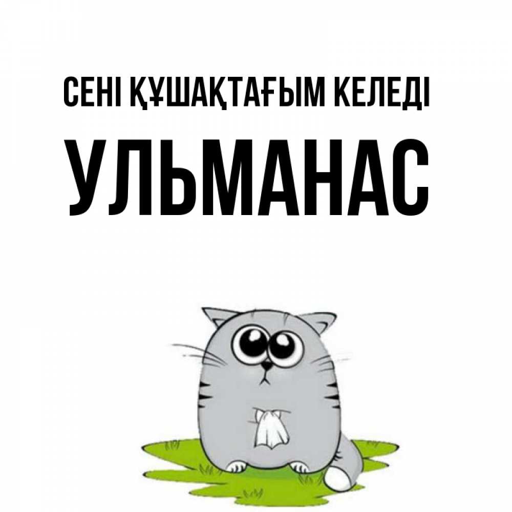 Күн сайын ашық хат с именем, Ульманас сені құшақтағым келеді котик теребит платочек сидя на травке Онлайн тегін жүктеп алу тілектері бар керемет карта 