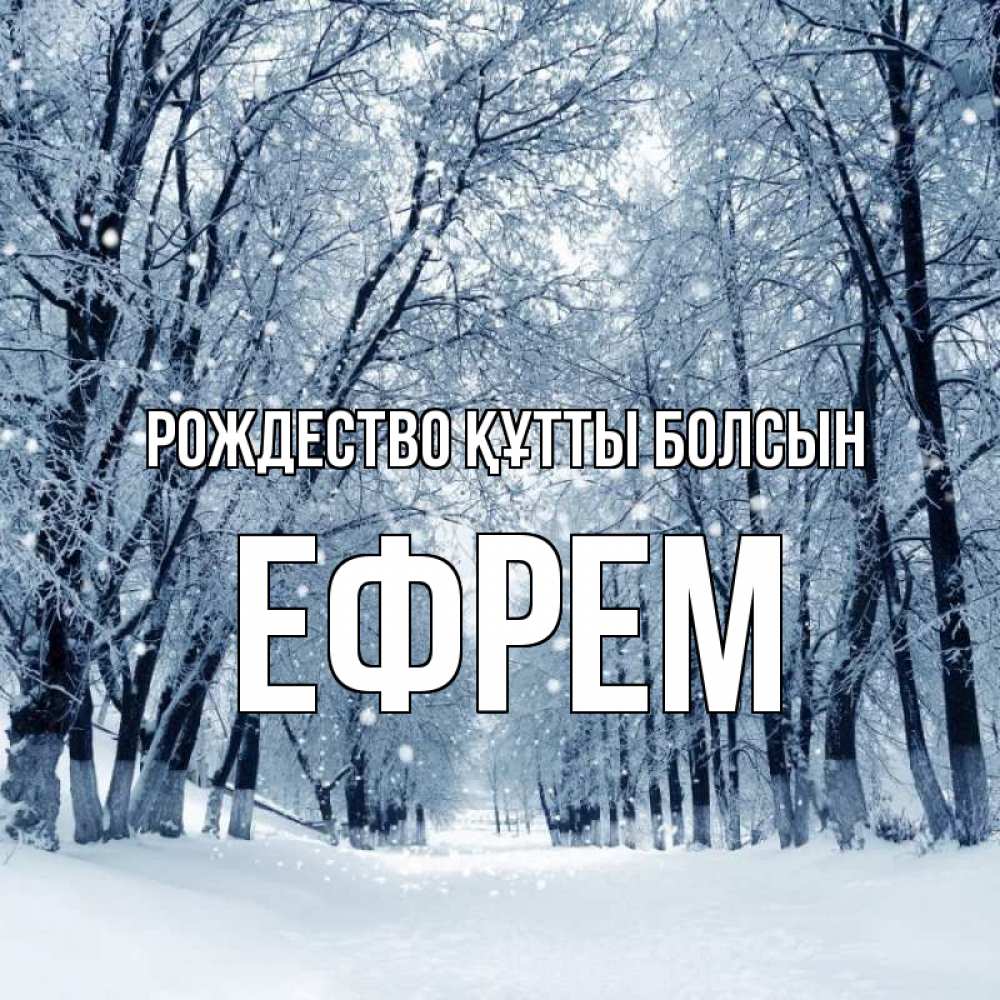Күн сайын ашық хат с именем, Ефрем Рождество құтты болсын снег, лес, парк Онлайн тегін жүктеп алу тілектері бар керемет карта 
