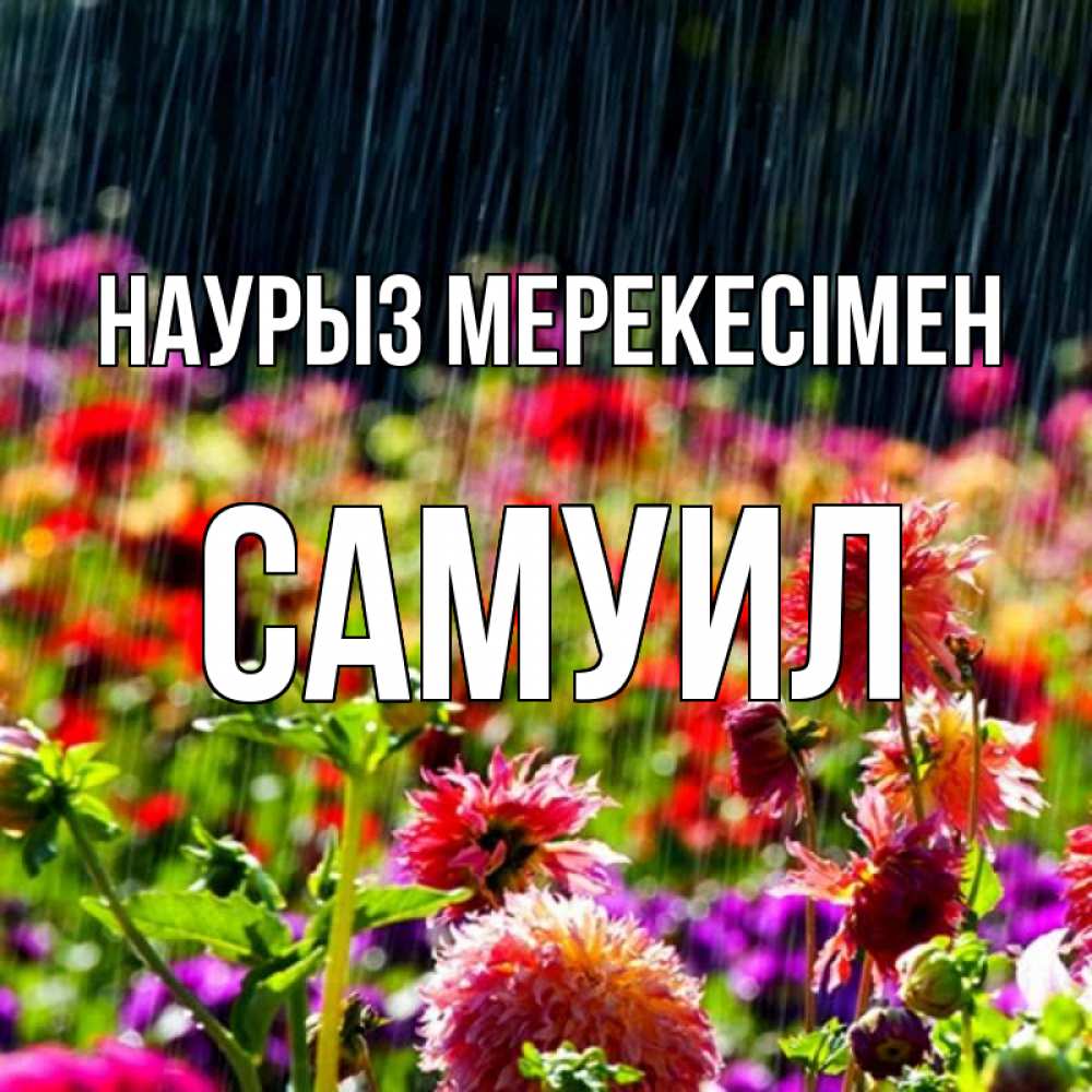 Күн сайын ашық хат с именем, Самуил Наурыз мерекесімен цветы под дождиком к международному женскому дню Онлайн тегін жүктеп алу тілектері бар керемет карта 