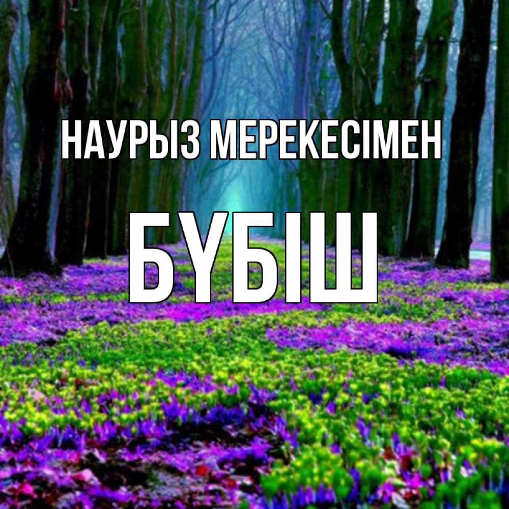 Күн сайын ашық хат с именем, БҮБІШ Наурыз мерекесімен фиолетовые цветы в лесу 1 Онлайн тегін жүктеп алу тілектері бар керемет карта 
