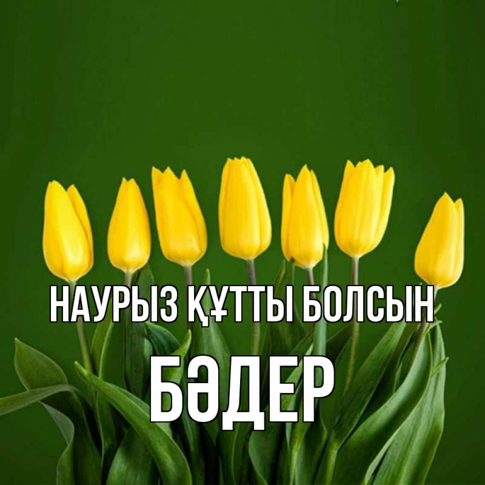 Күн сайын ашық хат с именем, БӘДЕР Наурыз құтты болсын желтого цвета 3 Онлайн тегін жүктеп алу тілектері бар керемет карта 