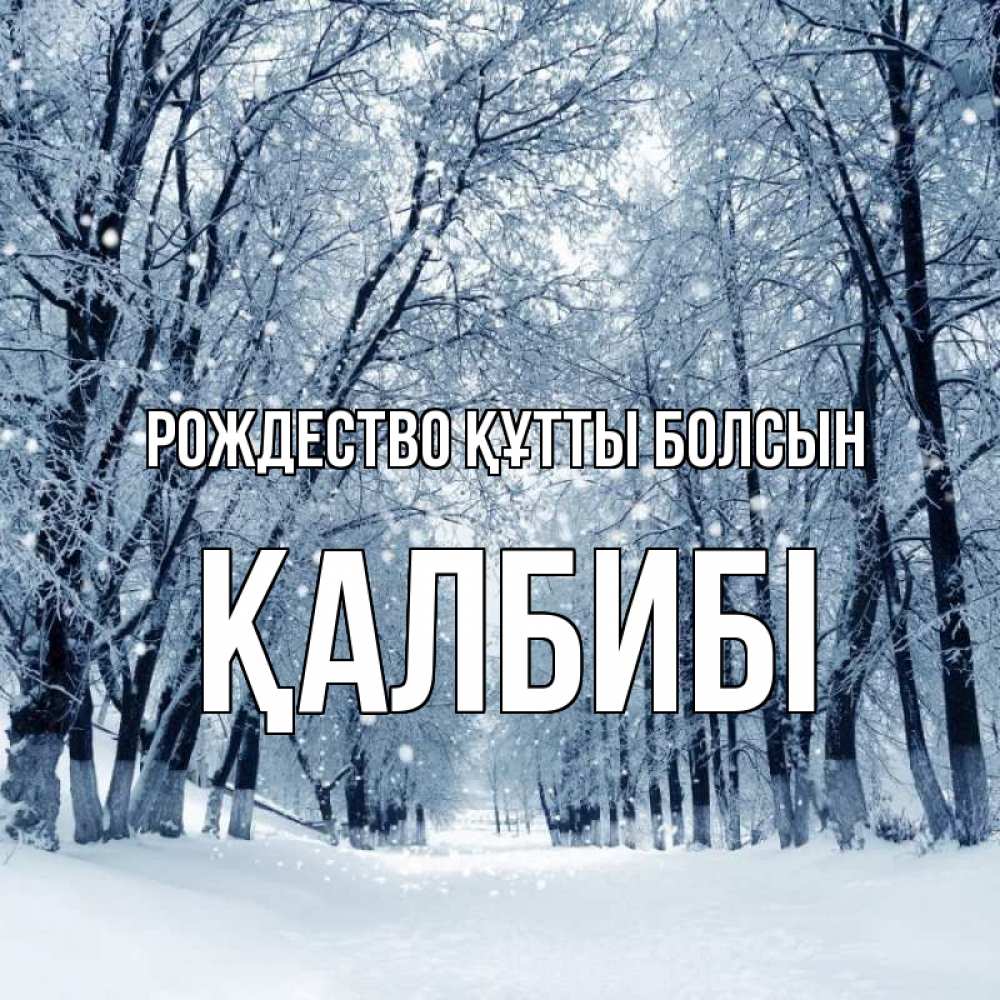 Күн сайын ашық хат с именем, ҚАЛБИБІ Рождество құтты болсын снег, лес, парк Онлайн тегін жүктеп алу тілектері бар керемет карта 