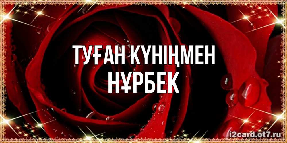 Күн сайын ашық хат с именем, НҰРБЕК Туған күніңмен цветок в росе на день рождения Онлайн тегін жүктеп алу тілектері бар керемет карта 