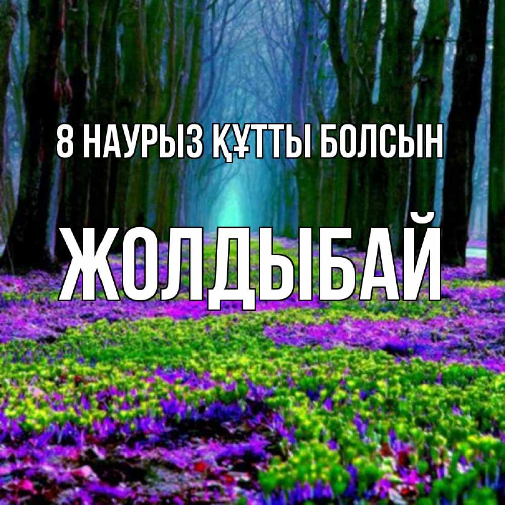 Күн сайын ашық хат с именем, Жолдыбай 8 наурыз құтты болсын фиолетовые цветы в лесу 1 Онлайн тегін жүктеп алу тілектері бар керемет карта 