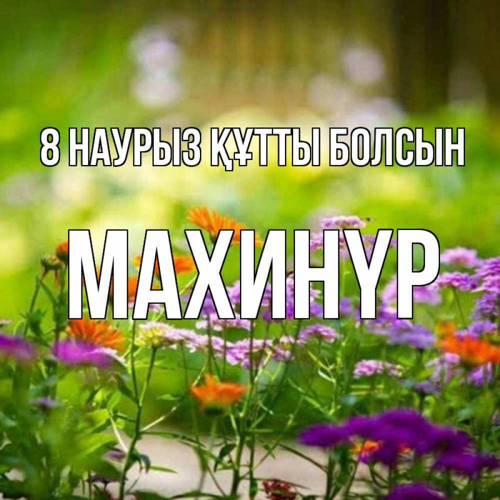 Күн сайын ашық хат с именем, МАХИНҮР 8 наурыз құтты болсын цветы Онлайн тегін жүктеп алу тілектері бар керемет карта 