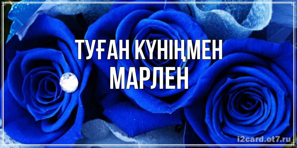 Күн сайын ашық хат с именем, МАРЛЕН Туған күніңмен синие розы в росе Онлайн тегін жүктеп алу тілектері бар керемет карта 