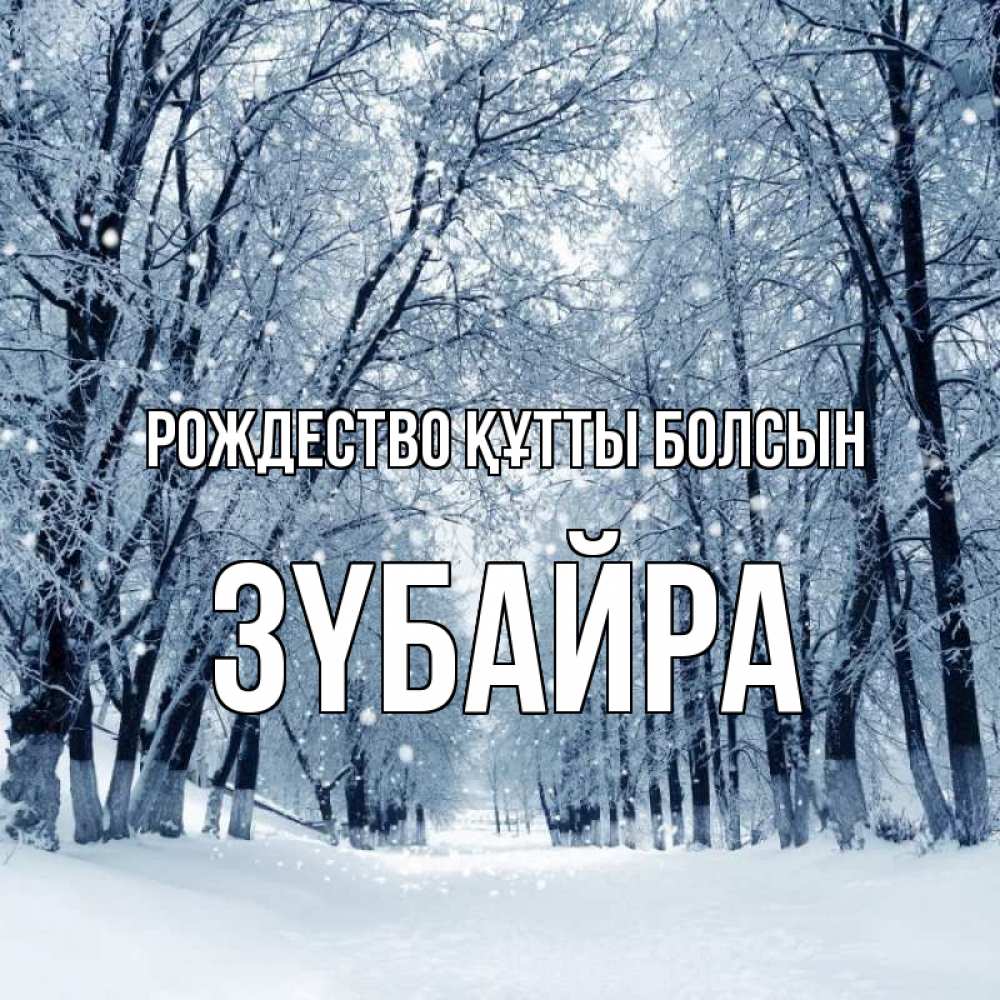 Күн сайын ашық хат с именем, ЗҮБАЙРА Рождество құтты болсын снег, лес, парк Онлайн тегін жүктеп алу тілектері бар керемет карта 