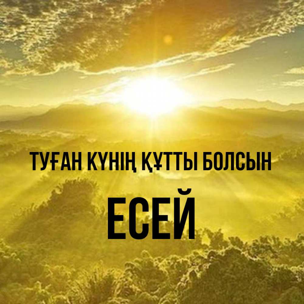 Күн сайын ашық хат с именем, Есей Туған күнің құтты болсын леса и небо в желтом Онлайн тегін жүктеп алу тілектері бар керемет карта 