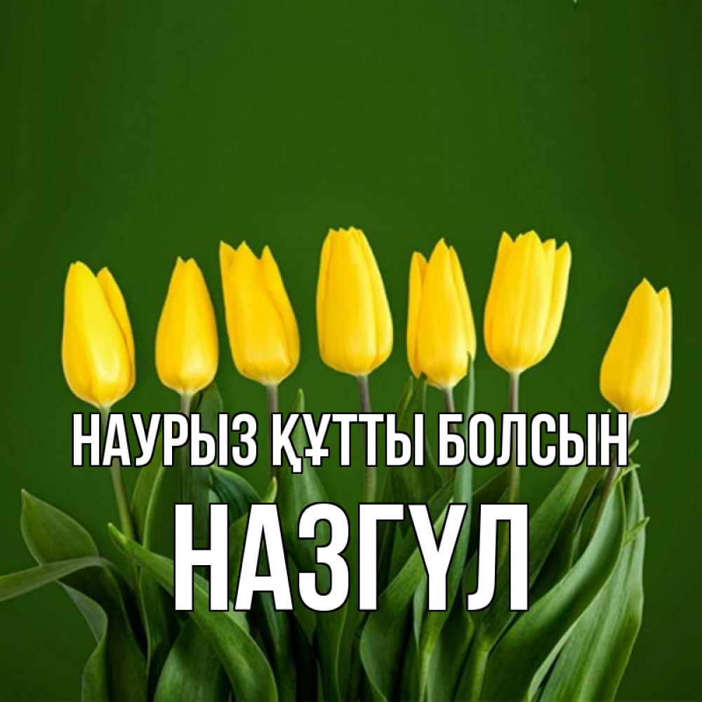 Күн сайын ашық хат с именем, НАЗГҮЛ Наурыз құтты болсын желтого цвета 3 Онлайн тегін жүктеп алу тілектері бар керемет карта 