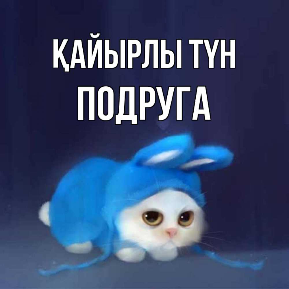 Күн сайын ашық хат с именем, Подруга Қайырлы түн кот в голубом костюме кролика с ушками Онлайн тегін жүктеп алу тілектері бар керемет карта 