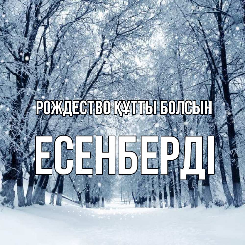 Күн сайын ашық хат с именем, Есенберді Рождество құтты болсын снег, лес, парк Онлайн тегін жүктеп алу тілектері бар керемет карта 