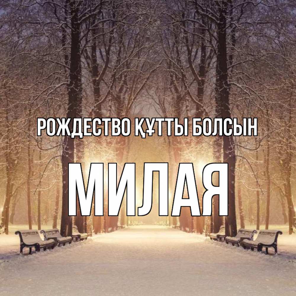 Күн сайын ашық хат с именем, Милая Рождество құтты болсын зима, парк, фонарь, лес Онлайн тегін жүктеп алу тілектері бар керемет карта 