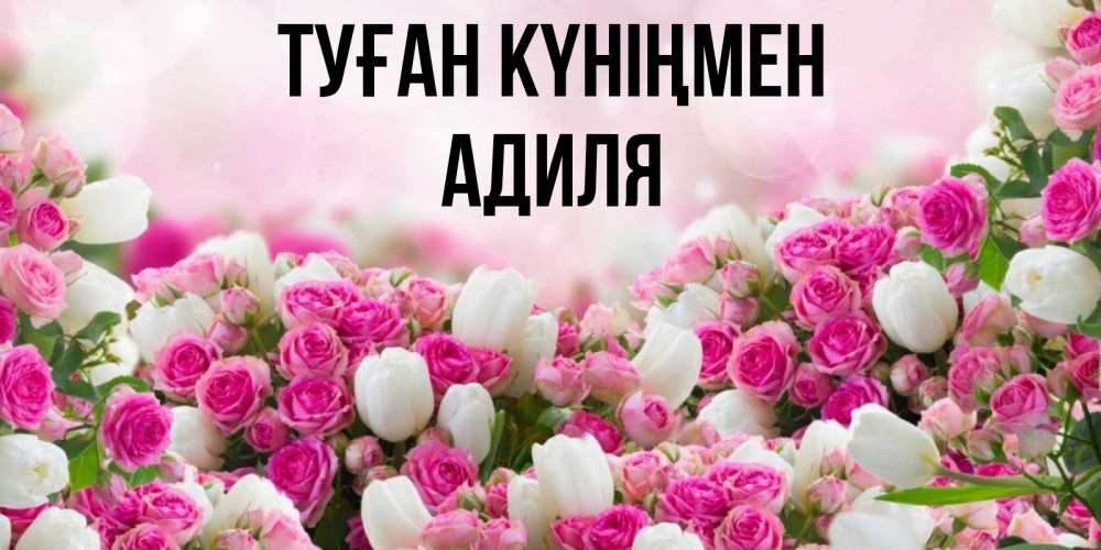 Күн сайын ашық хат с именем, Адиля Туған күніңмен открытка с разными розами Онлайн тегін жүктеп алу тілектері бар керемет карта 