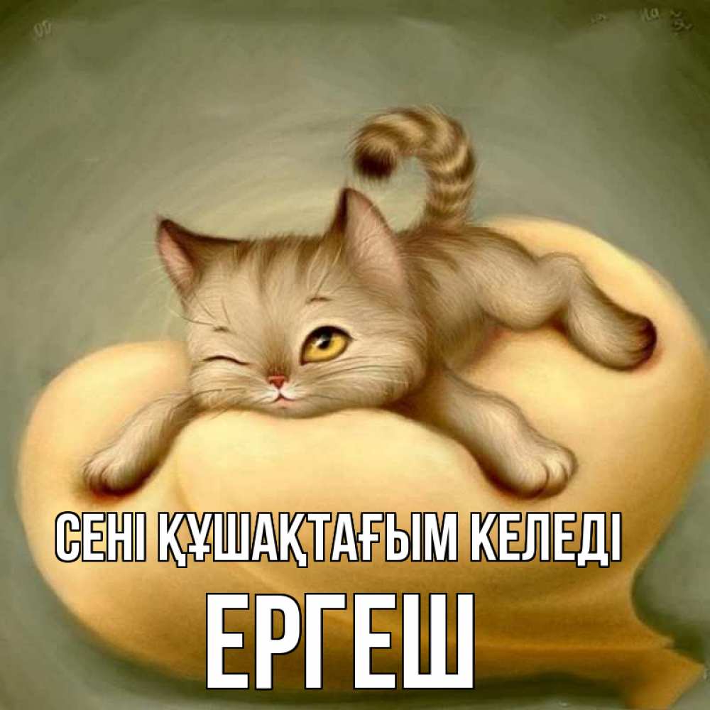 Күн сайын ашық хат с именем, Ергеш сені құшақтағым келеді кошечка Онлайн тегін жүктеп алу тілектері бар керемет карта 