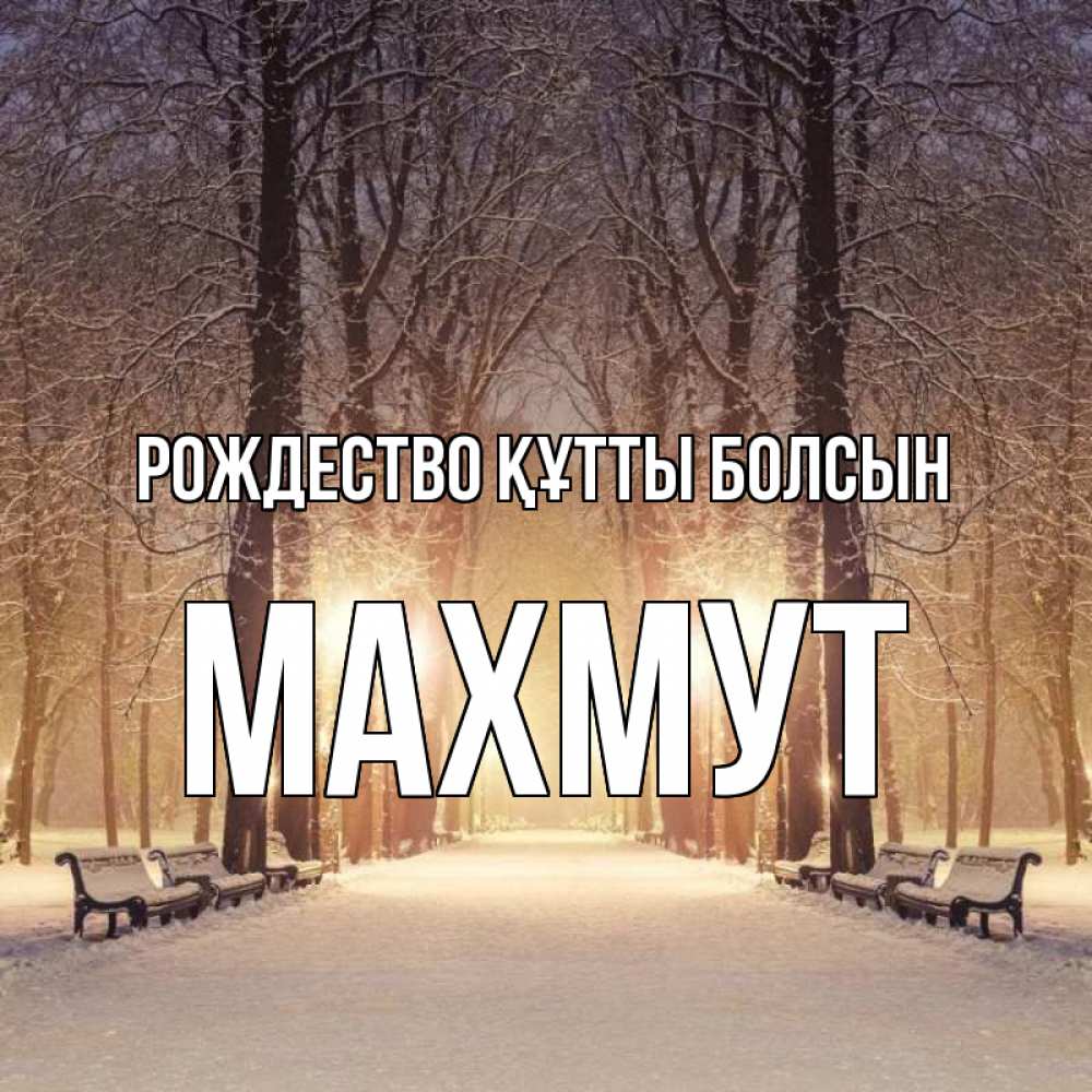 Күн сайын ашық хат с именем, МАХМУТ Рождество құтты болсын зима, парк, фонарь, лес Онлайн тегін жүктеп алу тілектері бар керемет карта 