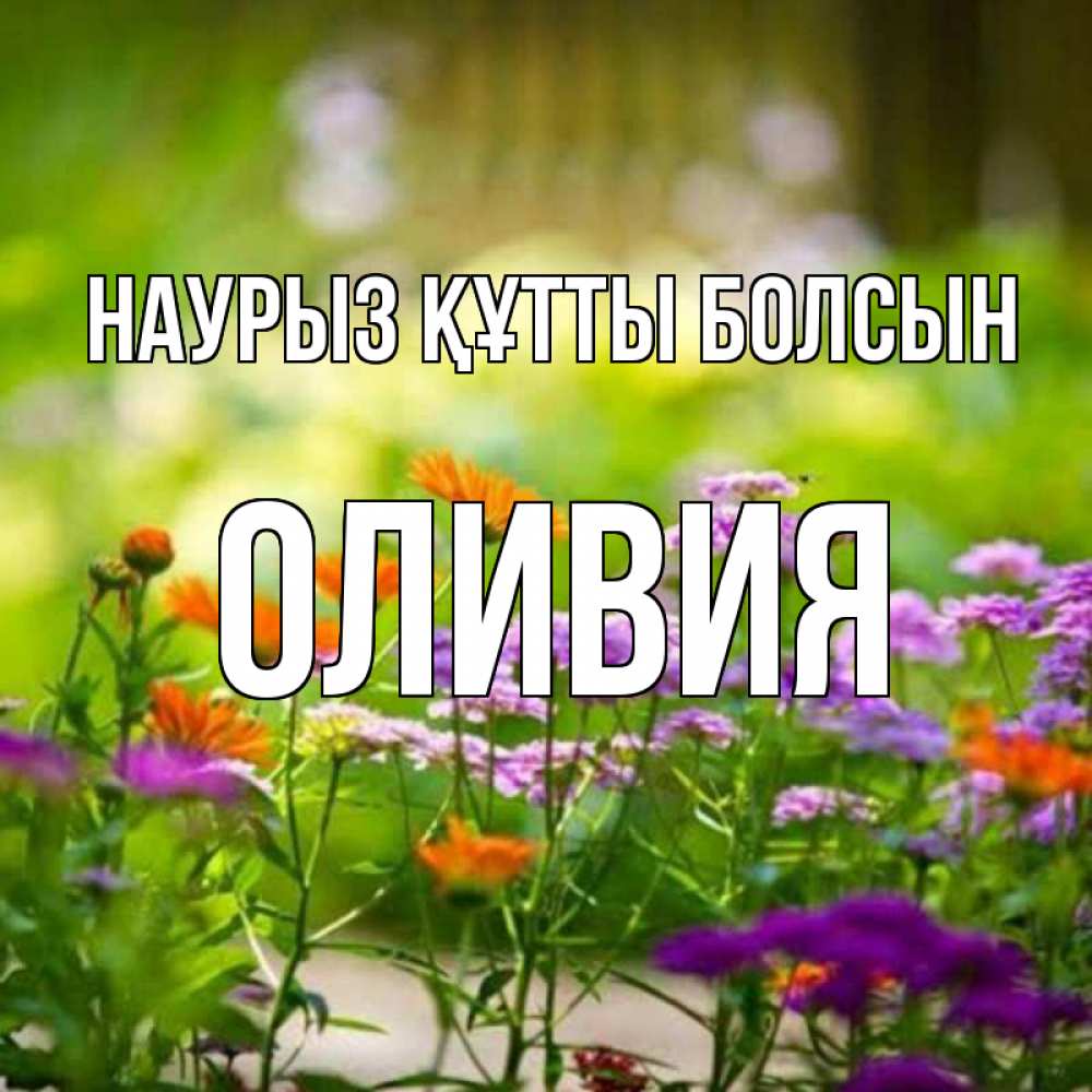 Күн сайын ашық хат с именем, Оливия Наурыз құтты болсын цветы Онлайн тегін жүктеп алу тілектері бар керемет карта 