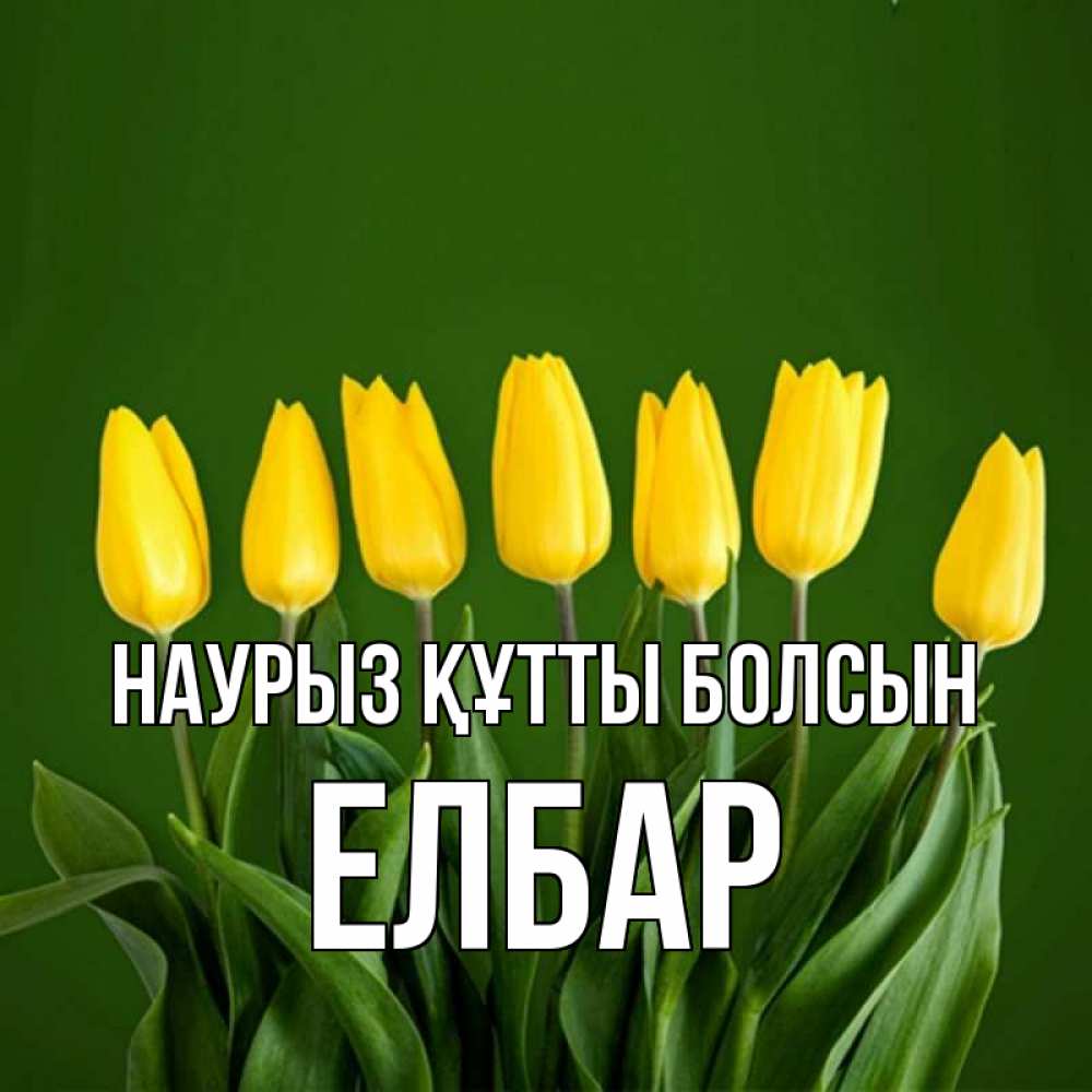 Күн сайын ашық хат с именем, Елбар Наурыз құтты болсын желтого цвета 3 Онлайн тегін жүктеп алу тілектері бар керемет карта 