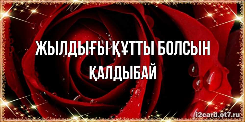 Күн сайын ашық хат с именем, Қалдыбай Жылдығы құтты болсын цветок в росе на день рождения Онлайн тегін жүктеп алу тілектері бар керемет карта 