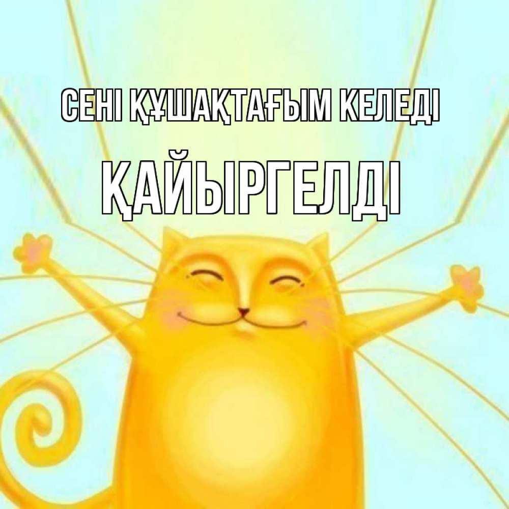 Күн сайын ашық хат с именем, Қайыргелді сені құшақтағым келеді солнечный обнимашечный кот Онлайн тегін жүктеп алу тілектері бар керемет карта 