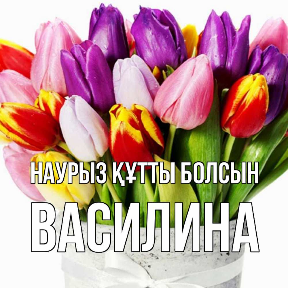 Күн сайын ашық хат с именем, Василина Наурыз құтты болсын букет Онлайн тегін жүктеп алу тілектері бар керемет карта 