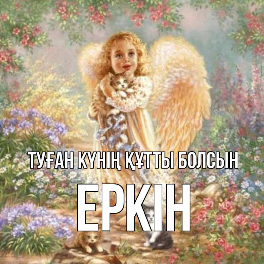 Күн сайын ашық хат с именем, Еркін Туған күнің құтты болсын держит котенка Онлайн тегін жүктеп алу тілектері бар керемет карта 